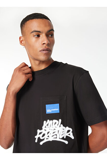 Karl Lagerfeld Jeans Bisiklet Yaka Siyah Erkek T-Shirt