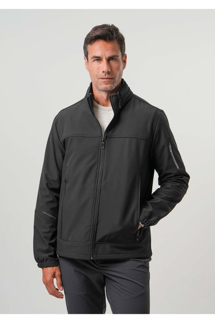 Men's Coat Hidden Hood Softsell Fabric Men's Black Coat
