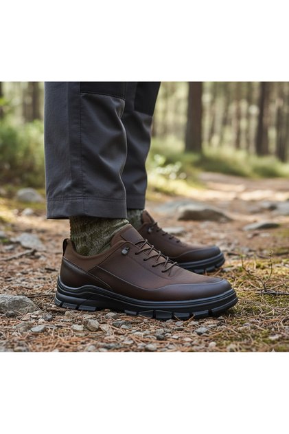 Men's B505K Leather Rubber Anti-Slip Sole Autumn Winter Spring Coffee Outdoor Shoes