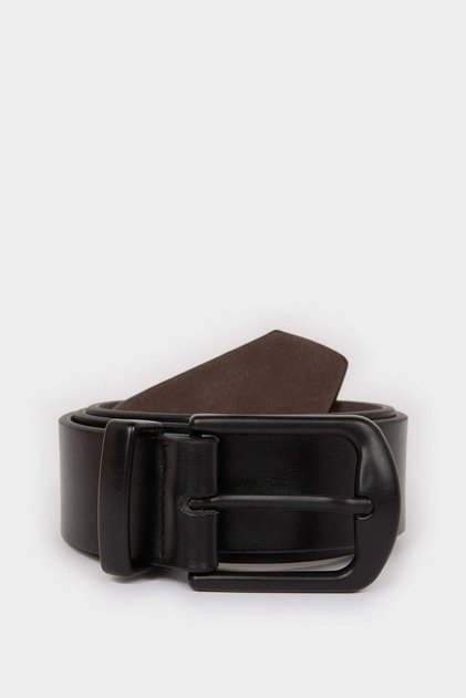 Men's Rectangular Buckle Faux Leather Casual Belt E3550Axns