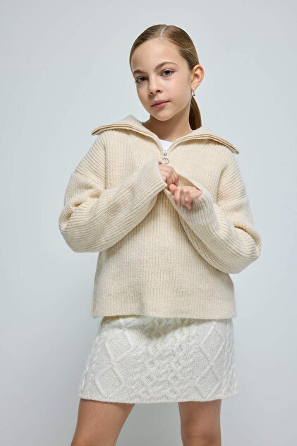 FLOW 女性kids用 Defacto Kız Çocuk Fermuarlı Dik Yaka Triko Kazak A6015A824WN