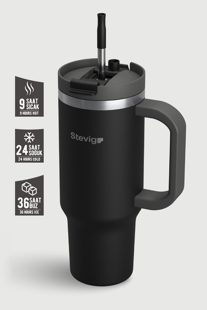 Stevig 2 Moods Tuck-in Tumbler Sızdırmaz Çelik Termos 900 ML Black