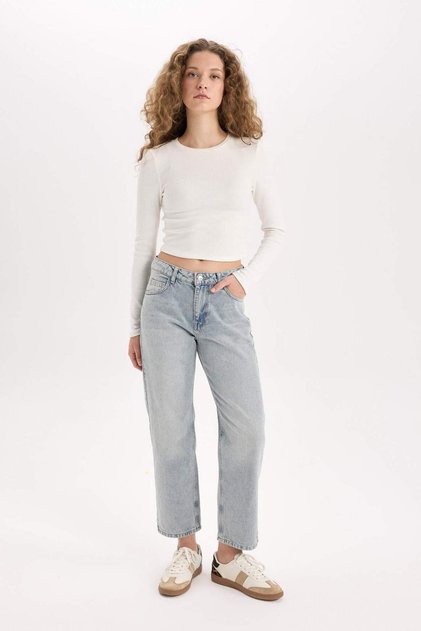 Straight Fit Normal Waist Ankle Length Jean Washed Trousers D8103Ax24Au
