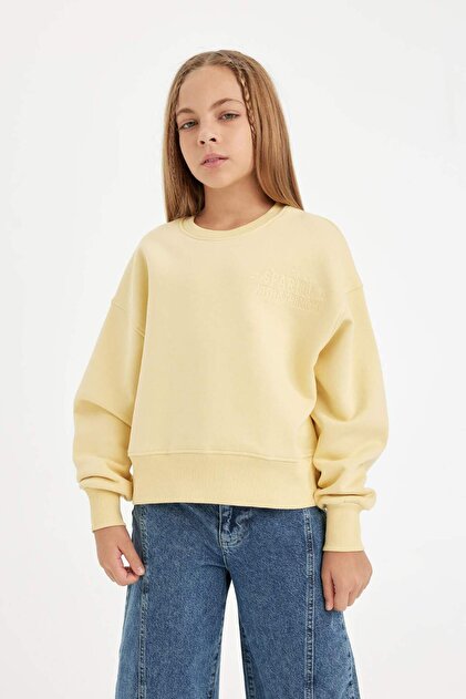 Girl's Relax Fit Crew Neck Printed Sweatshirt D2886A824Wn