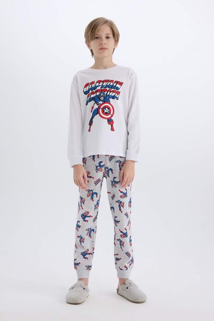 Boy's Pajama Set Marvel Comics Long Sleeve Top Long Bottom D6435A824Wn