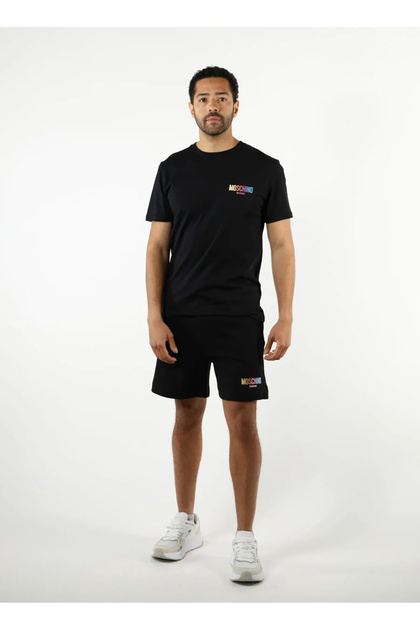 モウリーニョ Moschino Bisiklet Yaka Desenli Siyah Erkek T-Shirt 241V3A0709