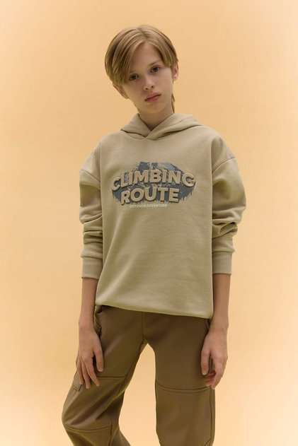Boy Oversize Wide Fit Hooded Printed Sweatshirt D5408A824Wn