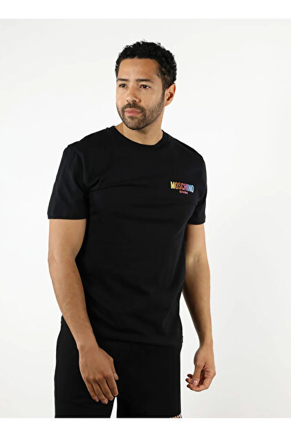 Moschino Bisiklet Yaka Desenli Siyah Erkek T-Shirt 241V3A0709