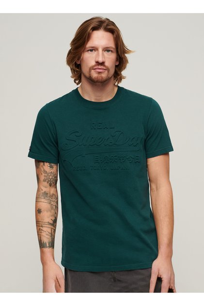 Tricou pentru bărbați, verde, imprimat, cu guler rotund M1011908A8UM_EMBOSSED VL T SHIRT