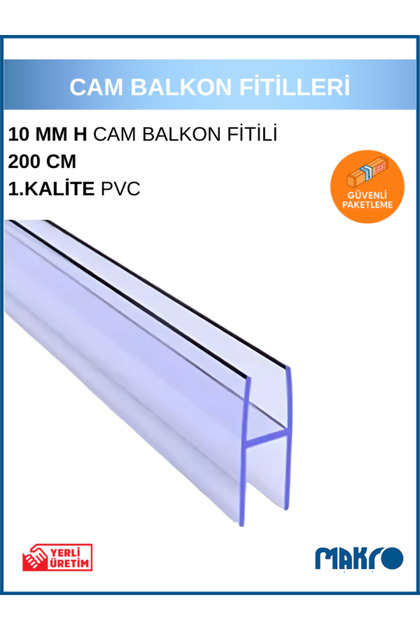 10 x 12 MM Büyük H Cam Balkon Şeffaf Fitil 200 CM