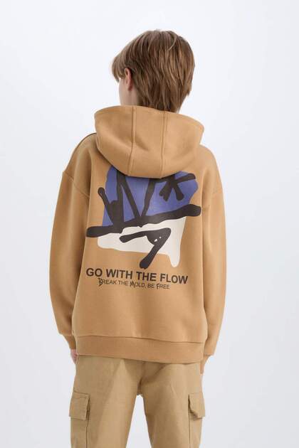 سويت شيرت للأولاد ذو مقاس كبير وواسع وطباعة على الظهر D7116a824wn