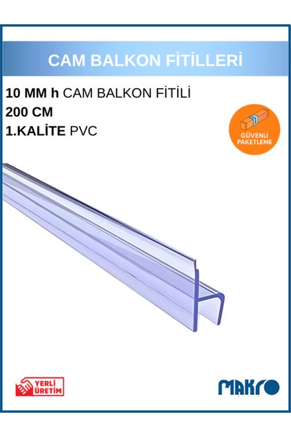 10 MM Küçük h (y) Cam Balkon Şeffaf Fitil 200 CM