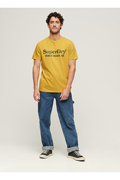 SUPERDRY Bisiklet Yaka Baskılı Gri Erkek T-Shirt