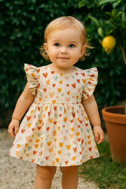 Heart Patterned Baby Dress
