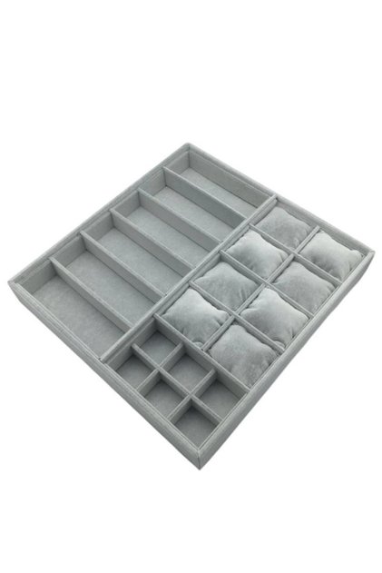 Saat, Gözlük ,yüzük ,takı Standı, Ahşap Üzeri Süet Gri Kaplama 36-38cm