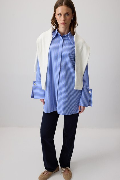WIDE CUFF STRIPED SHIRT