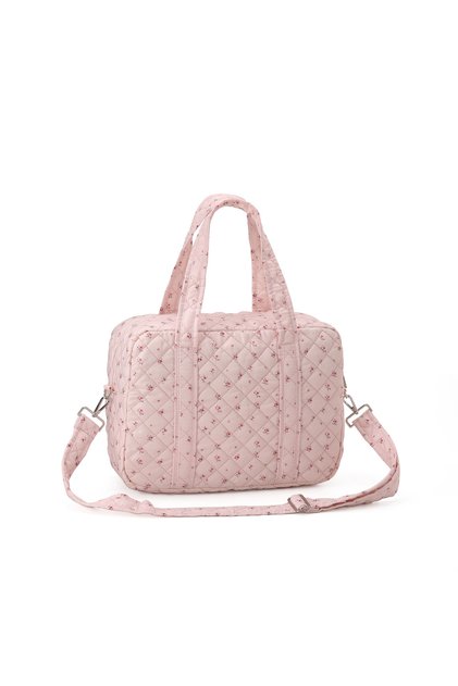 Pink Large Capacity Floral Mommy Bag Portable Travel Bag, Maternity Bag Multifunctional Crossbody St