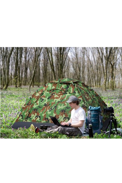 Cort de camping pentru 2-3 persoane, cu plasă de țânțari, spațios, rezistent la vânt, impermeabil, camuflaj
