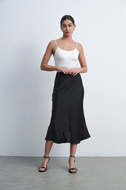 Solid Midi Skirt with Ruffles