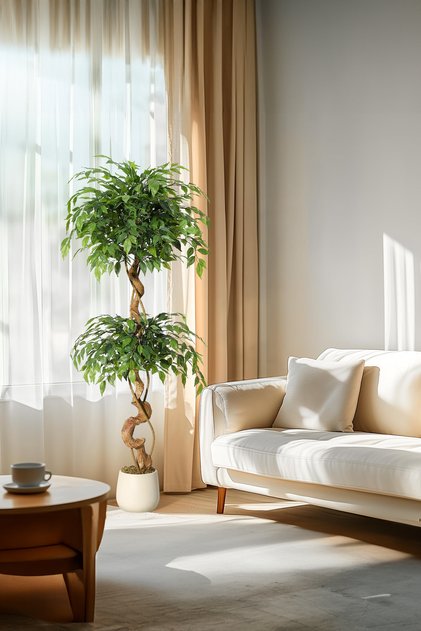 Lifelike 150cm Artificial Ficus Tree for Indoor/Outdoor Home&Office Decor - Perfect Housewarming