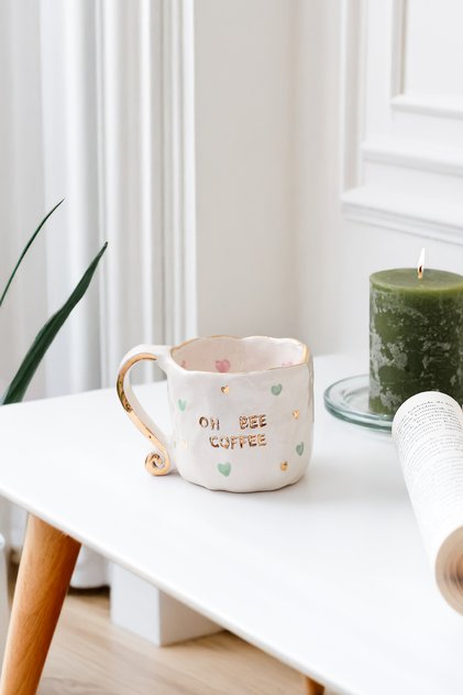 Oh Be Coffee Heart Handmade Ceramic 200ml Mug