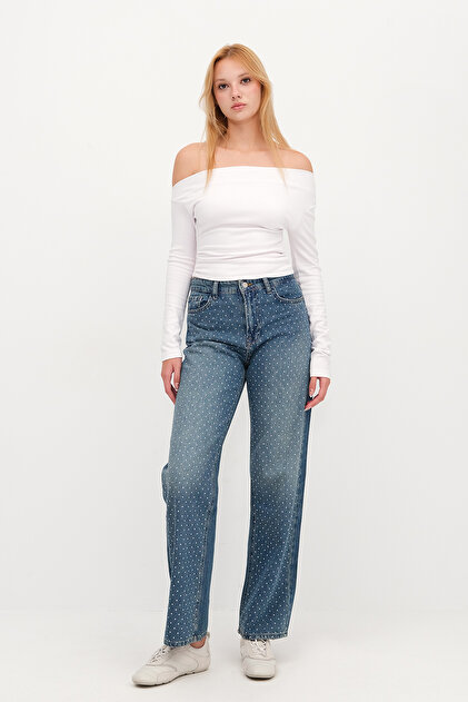 Addax Taşlı Wide Leg Jean Pantolon PN10005 - Fiyatı, Yorumları