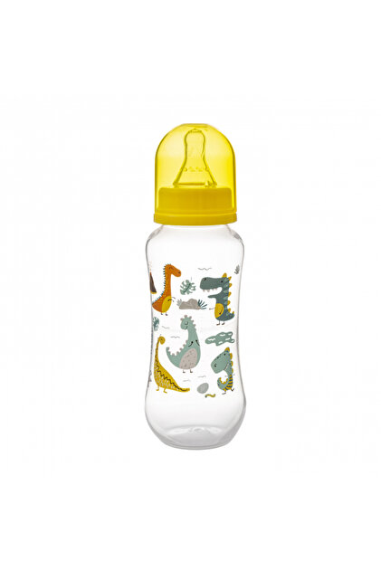 Biberon anticolici 250ml Friendly Dino cu tetina din silicon,materiale sigure fara BPA,capac c