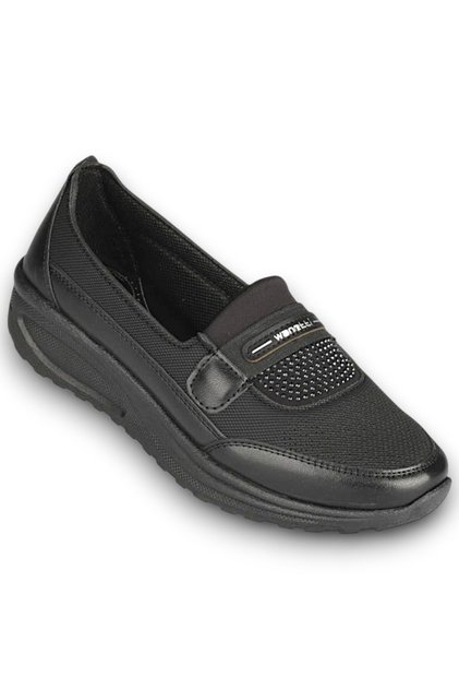 Wanetti 9909 Black Orthopedic Comfortable Lightweight Daily Mother Shoes