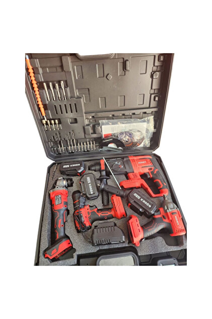 Rodex 20V Akülü 4'lü Şarjlı Matkap Seti Darbeli Matkap, Vidalama