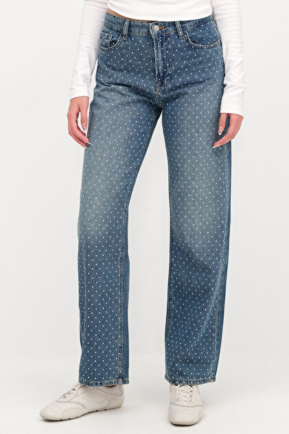 Addax Taşlı Wide Leg Jean Pantolon PN10005 - Fiyatı, Yorumları