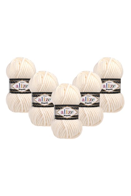 Superlana Megafil 5-Pack – Autumn/Winter Collection Thick Knitting Yarn 100Gr 55m - 310 Honey Foam