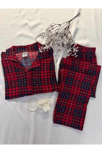 2'li Termal Ekose Yılbaşı Hediyesi Termal Kışlık Pijama Takımı