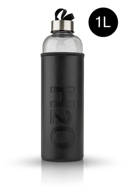1000 ml H2O Deri Kılıflı Cam Matara