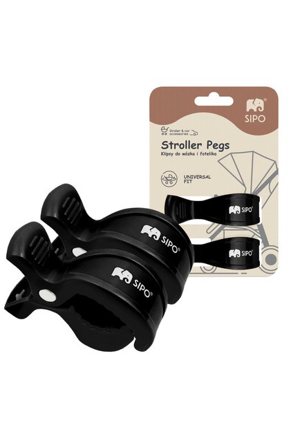 Multifunctional stroller clips, 2 pieces, Black