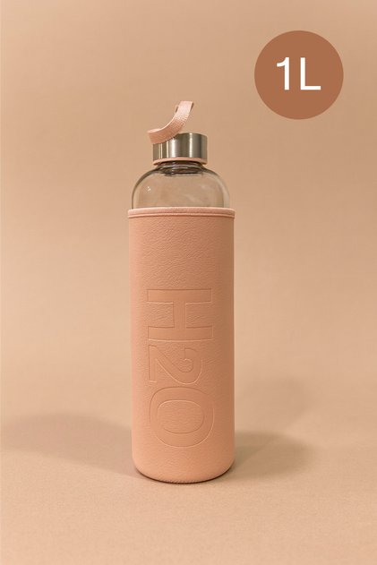 H2O Leather Covered Glass Flask 1000 ml