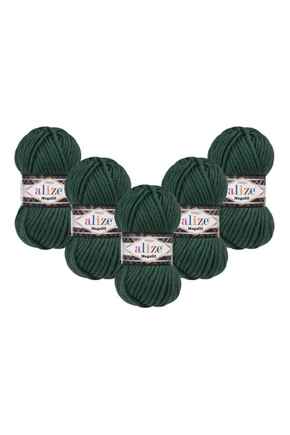 Superlana Megafil 5-Pack – Autumn/Winter Collection Thick Knitting Yarn 100Gr 55m - 426 Dark Green