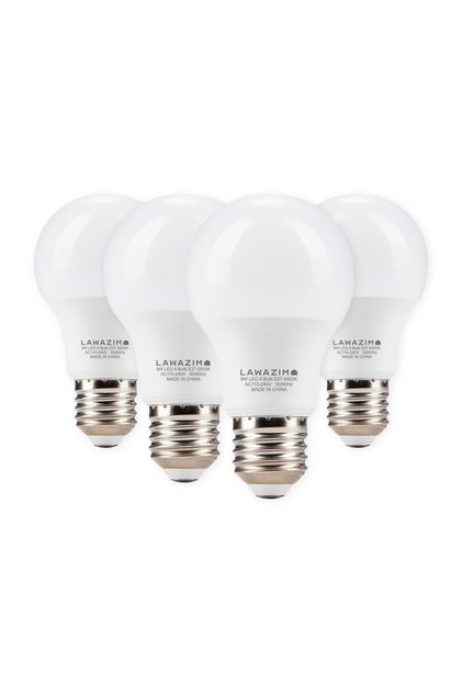 لمبات LED A60 E27 عبوة من 4 قطع - 9 وات 6500 كلفن ضوء النهار 720 لومن توفير الطاقة يعادل 55 وات