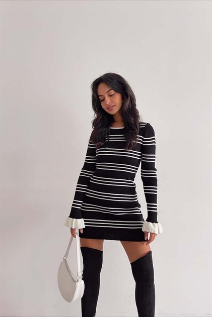Rochie tricotată pentru femei Rina cu dungi