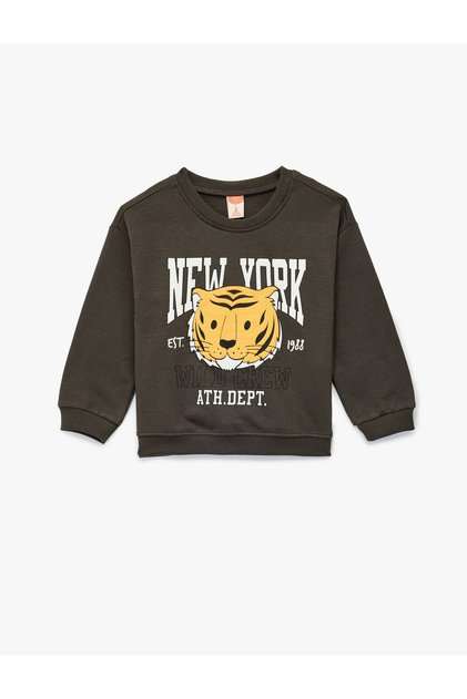 Shardonlu Long Sleeve Crew Neck Tiger Printed Sweatshirt