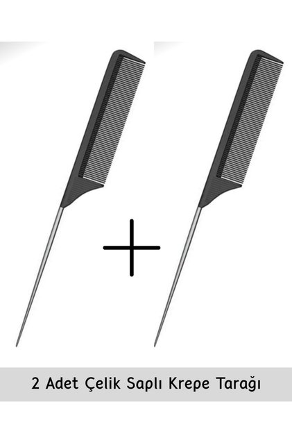 2Pcs Professional Steel Handle Crepe Comb, Hair Parting Comb