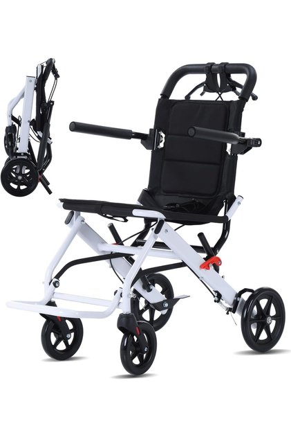 Ultra lightweight, foldable wheelchair for use during travel in airports and airplanes