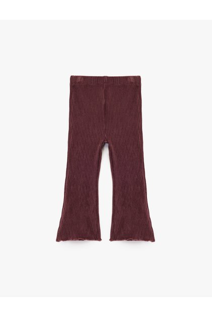 Cotton Basic Velvet Leggings with Elastic Waist and Flared Legs