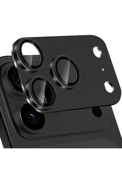 Apple iPhone 17 Pro Max Uyumlu Kamera Lens Koruyucu Metal Çerceveli Tam Kaplar Koruyucu Cam