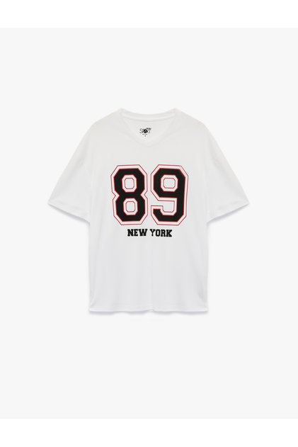 Regular Fit Short Sleeve V-Neck Printed Sports T-Shirt