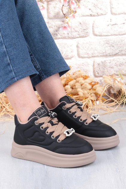 Getto Emoji Ornament Detailed Comfortable Lightweight Thick Sole Women's Sneaker Shoes