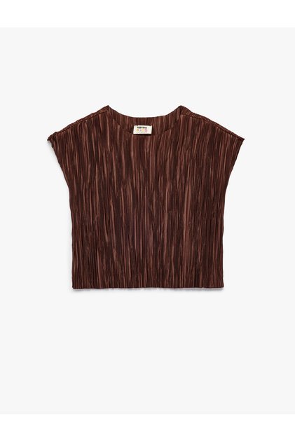 Crew Neck Textured Sleeveless Tank Top