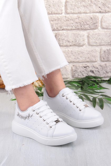 07335 Flet Chain Accessory Lace-Up Thick Sole Sneaker Women's Shoes