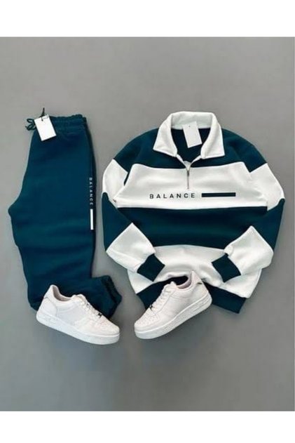 Men's 5-Piece Stand-Up Collar Balance Printed Tracksuit Set