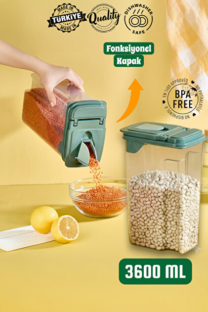 MUF HOME Çift Fonksiyon Kapaklı Erzak Saklama Kabı Modern Pratik