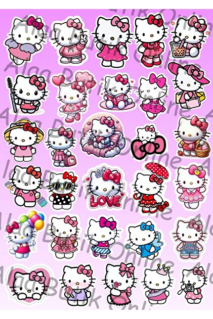 30'lu Hello Kitty Sticker 2 Seti - Ajanda, Defter ve Dekoratif Çıkartmalar